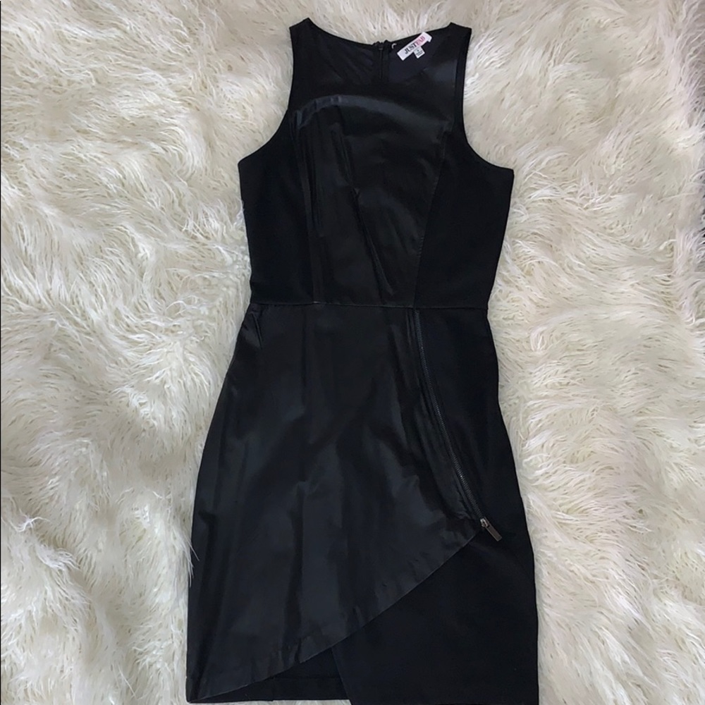 Black leather dress